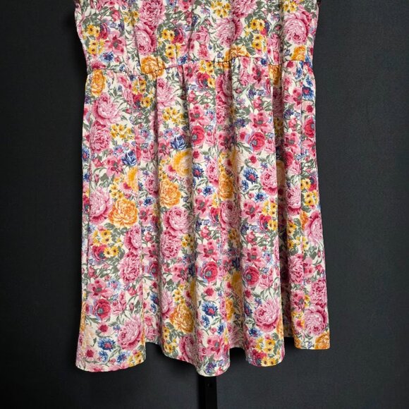 Rewind Womens Dress 2X XXL Pink Floral Ruffle Neck A-Line Stretch Sundress - Picture 3 of 7